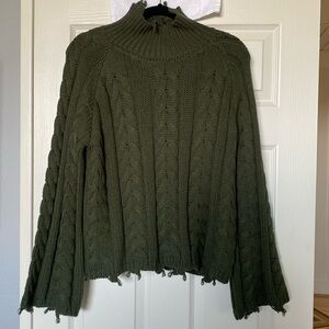 Elan forest green cable sweater